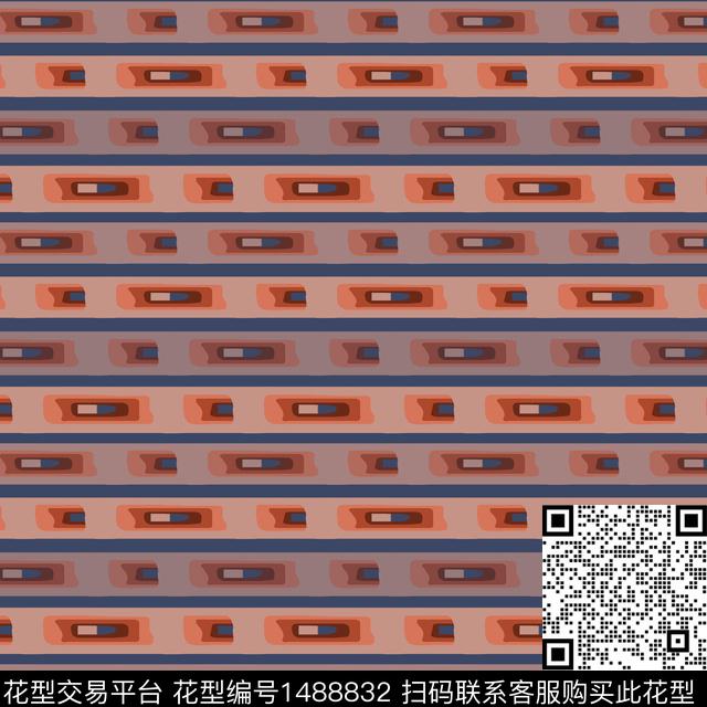 几何复古条纹传统印花华亿平台下载（图片编号: 1488832） - 瓦栏（Walan）