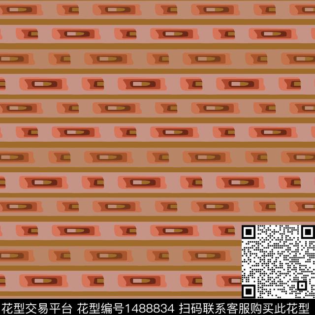 几何复古条纹传统印花华亿平台下载（图片编号: 1488834） - 瓦栏（Walan）