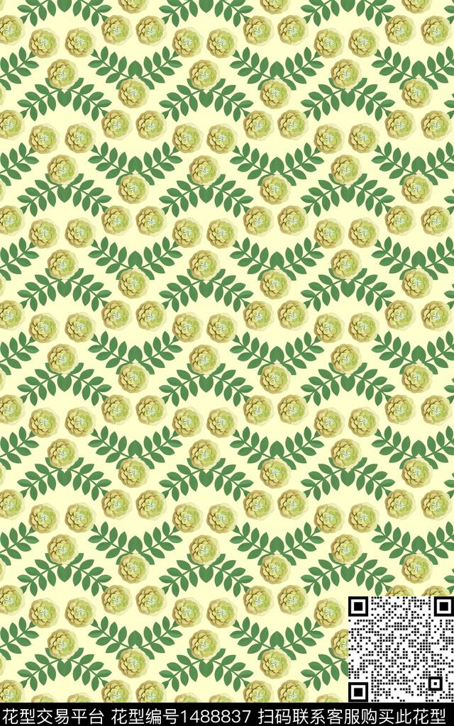 数码华亿平台绿植树叶花卉数码印花华亿平台下载（图片编号: 1488837） - 瓦栏（Walan）