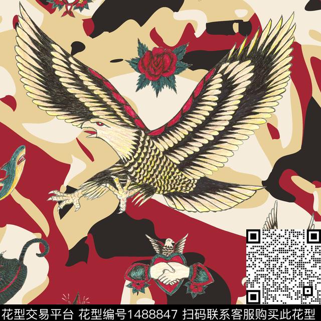 老虎老鹰迷彩数码印花华亿平台下载（图片编号: 1488847） - 瓦栏（Walan）