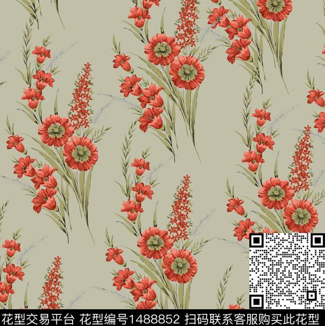 彩底花卉绿植树叶花卉数码印花华亿平台下载（图片编号: 1488852） - 瓦栏（Walan）