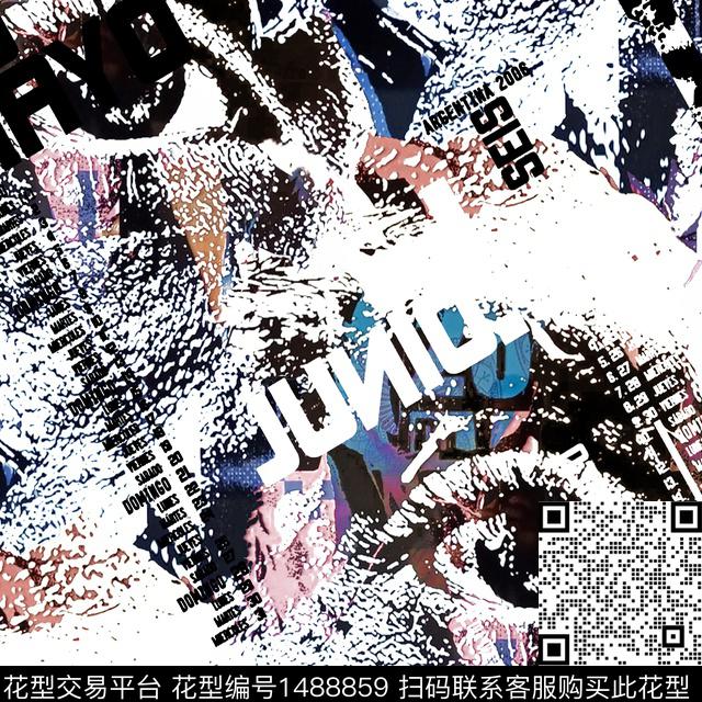 肌理字母眼睛数码印花华亿平台下载（图片编号: 1488859） - 瓦栏（Walan）