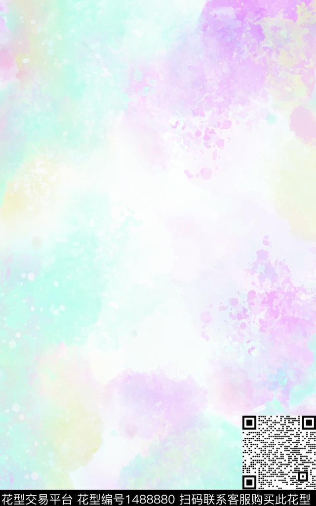 荧光水彩渐变数码印花华亿平台下载（图片编号: 1488880） - 瓦栏（Walan）
