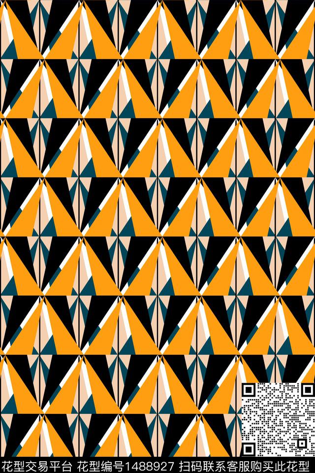 几何肌理格子传统印花华亿平台下载（图片编号: 1488927） - 瓦栏（Walan）