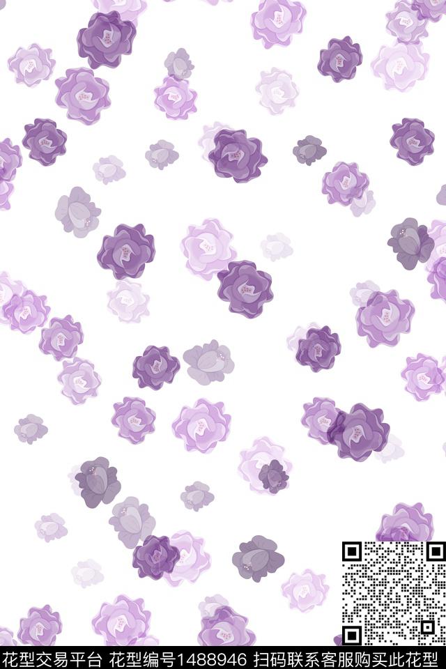 清爽底花卉花卉小清新数码印花华亿平台下载（图片编号: 1488946） - 瓦栏（Walan）