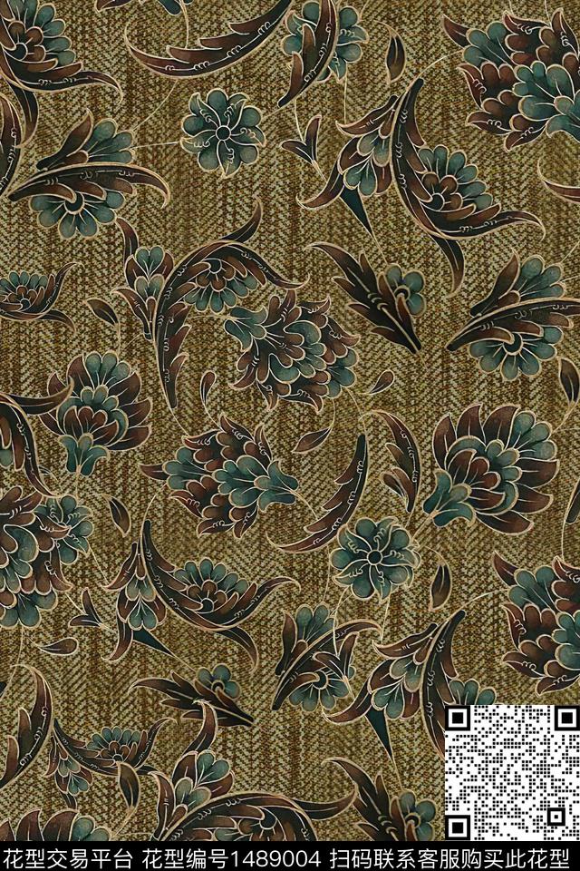 花卉香云纱中老年数码印花华亿平台下载（图片编号: 1489004） - 瓦栏（Walan）