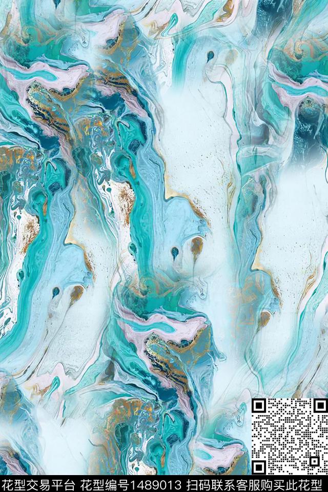 抽象小清新真丝数码印花华亿平台下载（图片编号: 1489013） - 瓦栏（Walan）