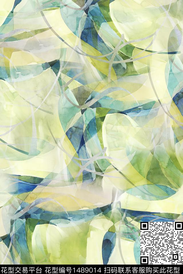 抽象小清新真丝数码印花华亿平台下载（图片编号: 1489014） - 瓦栏（Walan）
