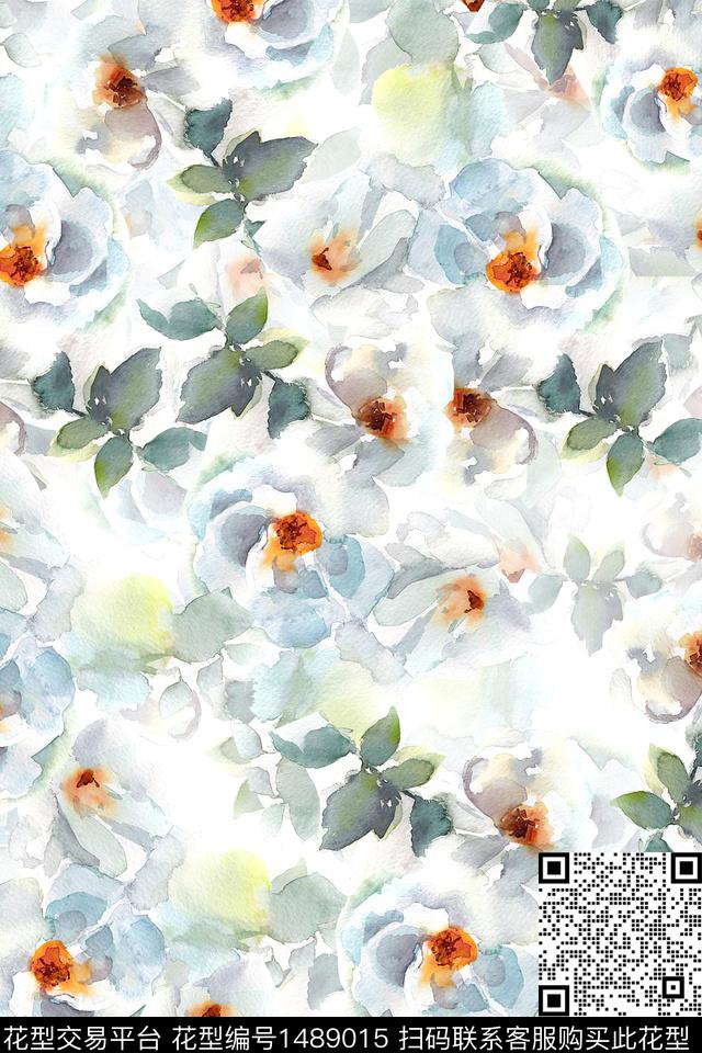 花卉小清新真丝数码印花华亿平台下载（图片编号: 1489015） - 瓦栏（Walan）