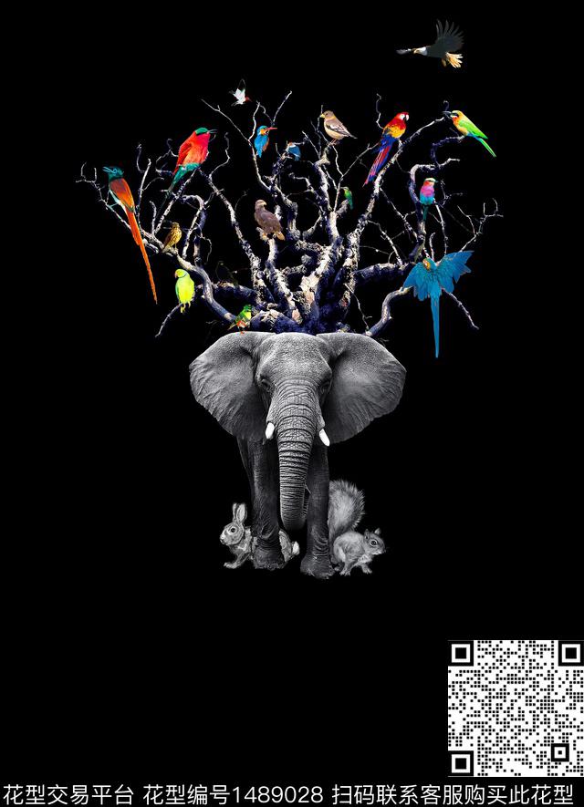 大象VERSACE大牌男装数码印花华亿平台下载（图片编号: 1489028） - 瓦栏（Walan）