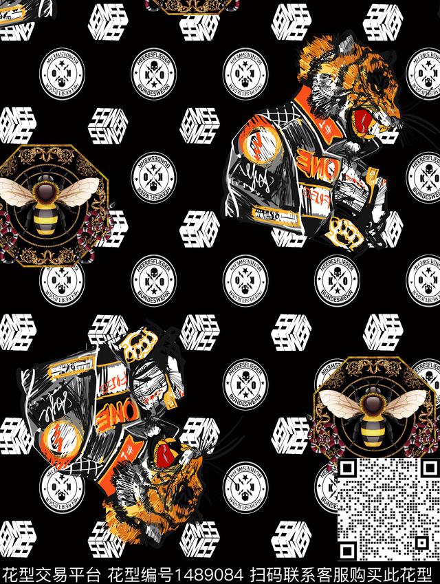 数码华亿平台动物头男装满版花数码印花华亿平台下载（图片编号: 1489084） - 瓦栏（Walan）