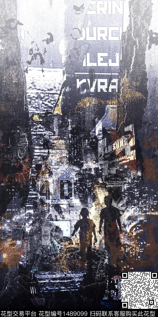 建筑字母剪影数码印花华亿平台下载（图片编号: 1489099） - 瓦栏（Walan）