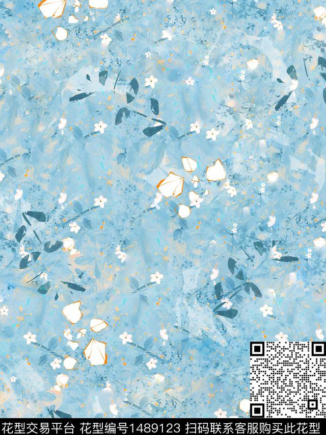 数码华亿平台文艺抽象花卉数码印花华亿平台下载（图片编号: 1489123） - 瓦栏（Walan）