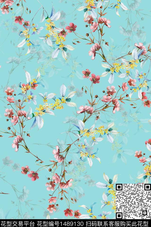 花卉潮牌小碎花数码印花华亿平台下载（图片编号: 1489130） - 瓦栏（Walan）