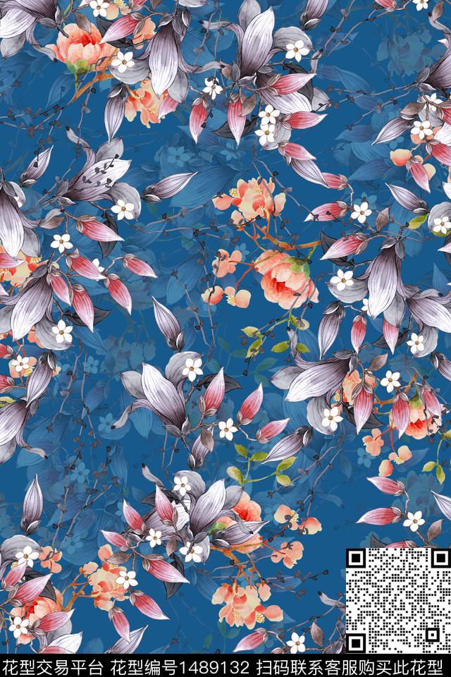 花卉潮牌小碎花数码印花华亿平台下载（图片编号: 1489132） - 瓦栏（Walan）
