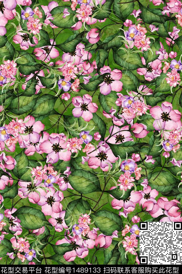 花卉潮牌小碎花数码印花华亿平台下载（图片编号: 1489133） - 瓦栏（Walan）