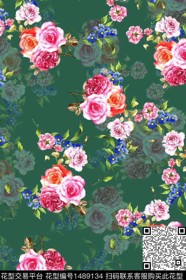 花卉潮牌小碎花数码印花华亿平台下载（图片编号: 1489134） - 瓦栏（Walan）