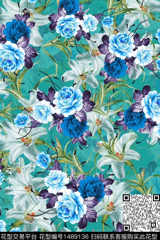 花卉潮牌小碎花数码印花华亿平台下载（图片编号: 1489136） - 瓦栏（Walan）
