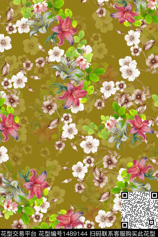 花卉潮牌小碎花数码印花华亿平台下载（图片编号: 1489144） - 瓦栏（Walan）