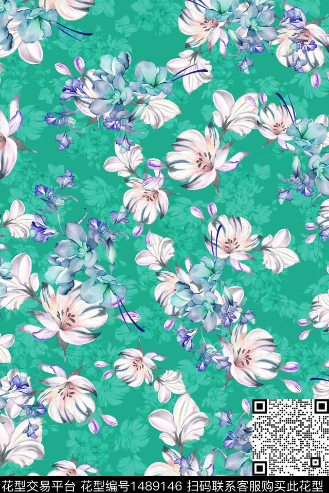 花卉潮牌小碎花数码印花华亿平台下载（图片编号: 1489146） - 瓦栏（Walan）