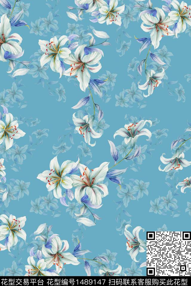 花卉潮牌小碎花数码印花华亿平台下载（图片编号: 1489147） - 瓦栏（Walan）