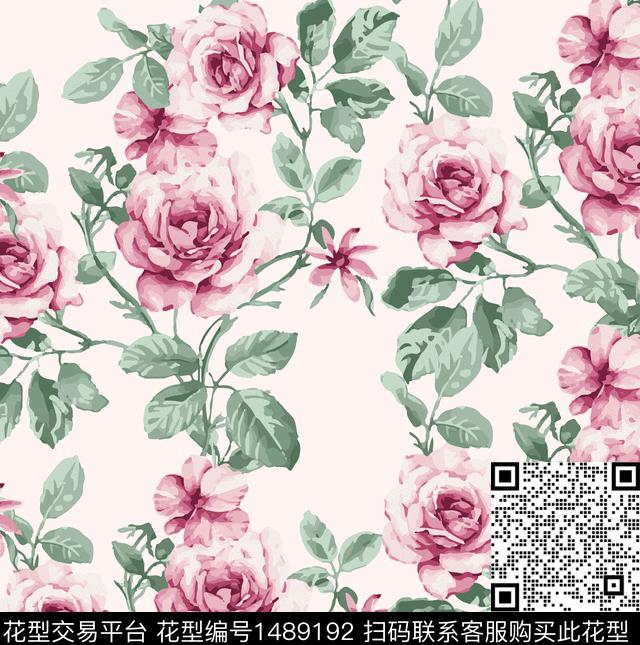 黑底花卉绿植树叶花卉数码印花华亿平台下载（图片编号: 1489192） - 瓦栏（Walan）