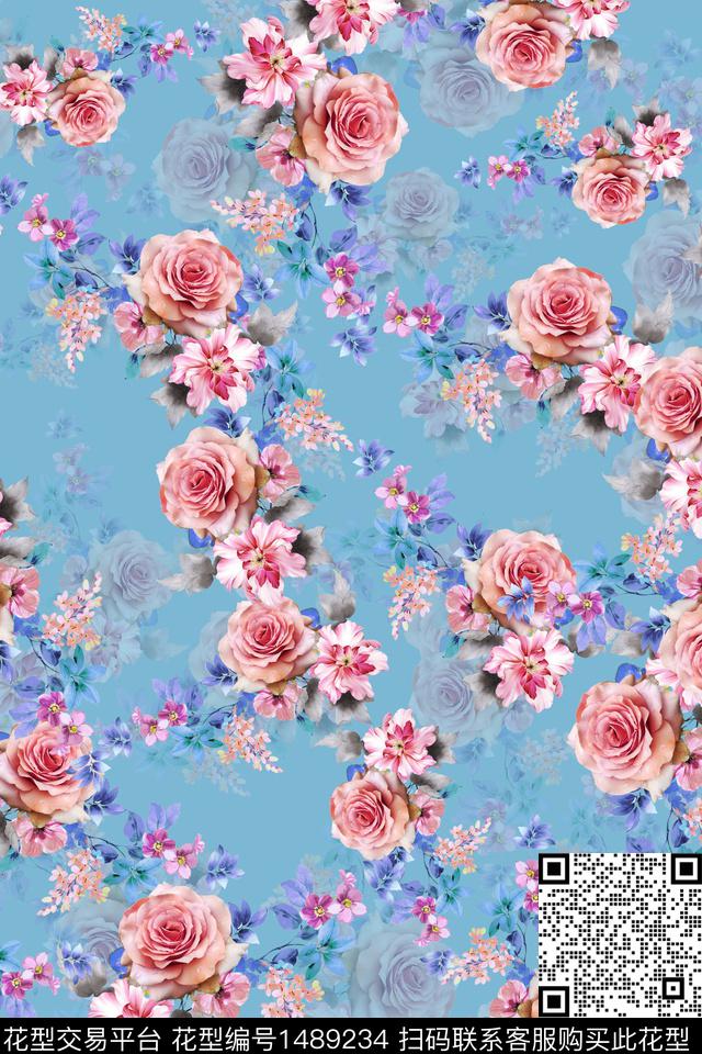 花卉潮牌小碎花数码印花华亿平台下载（图片编号: 1489234） - 瓦栏（Walan）
