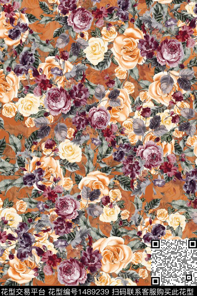 花卉潮牌小碎花数码印花华亿平台下载（图片编号: 1489239） - 瓦栏（Walan）
