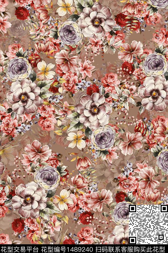 花卉潮牌小碎花数码印花华亿平台下载（图片编号: 1489240） - 瓦栏（Walan）