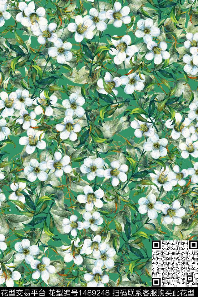 花卉潮牌小碎花数码印花华亿平台下载（图片编号: 1489248） - 瓦栏（Walan）
