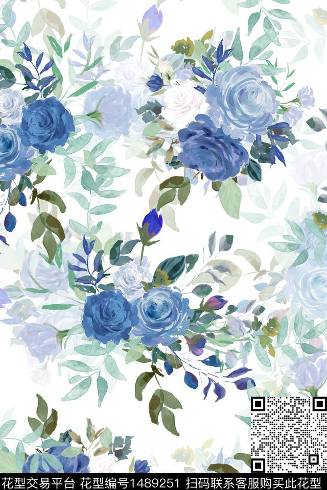 花卉小清新真丝数码印花华亿平台下载（图片编号: 1489251） - 瓦栏（Walan）