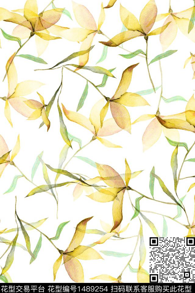 清爽底花卉花卉小清新数码印花华亿平台下载（图片编号: 1489254） - 瓦栏（Walan）