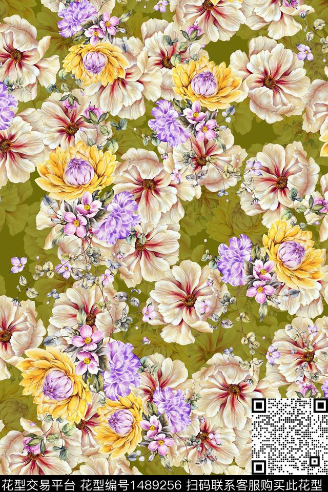 花卉潮牌小碎花数码印花华亿平台下载（图片编号: 1489256） - 瓦栏（Walan）