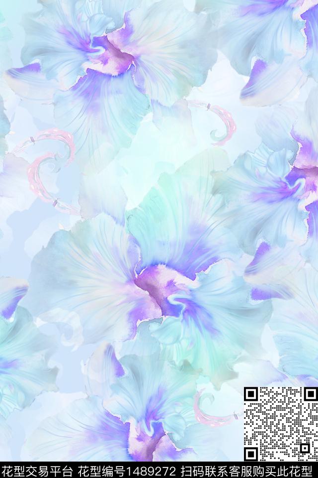 肌理抽象花卉花卉数码印花华亿平台下载（图片编号: 1489272） - 瓦栏（Walan）