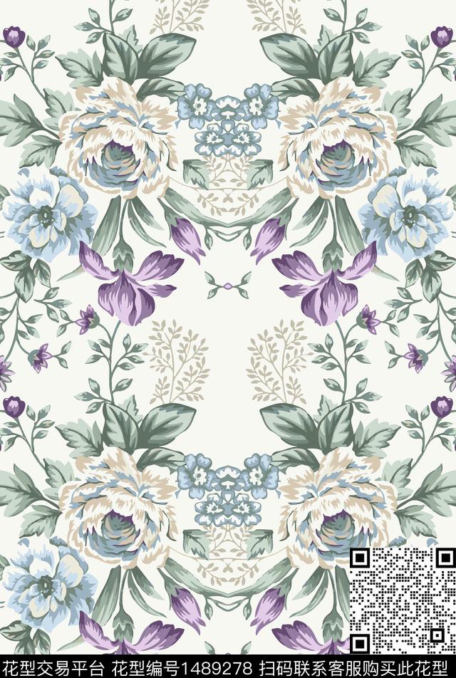 彩底花卉绿植树叶定位花数码印花华亿平台下载（图片编号: 1489278） - 瓦栏（Walan）