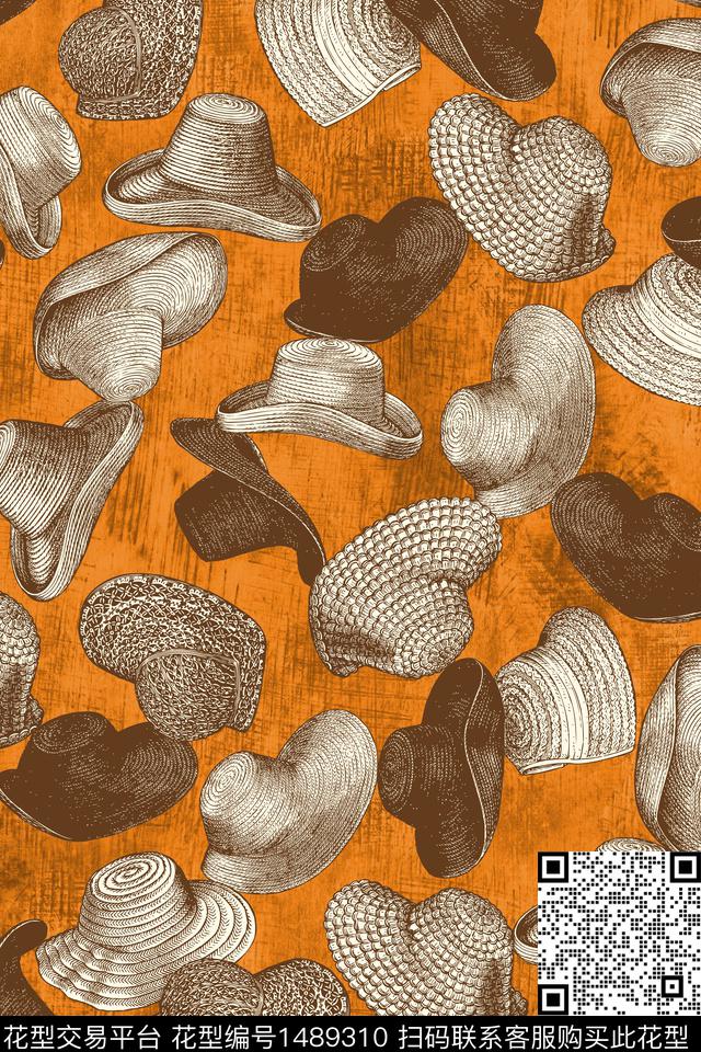 复古帽子大牌风数码印花华亿平台下载（图片编号: 1489310） - 瓦栏（Walan）