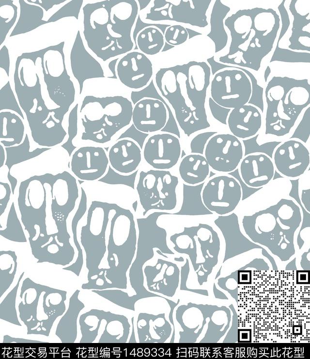 趣味搞怪人物传统印花华亿平台下载（图片编号: 1489334） - 瓦栏（Walan）