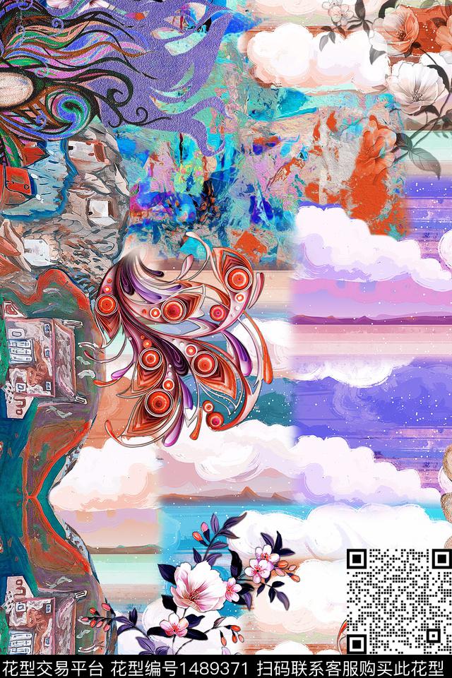 水彩真丝抽象数码印花华亿平台下载（图片编号: 1489371） - 瓦栏（Walan）