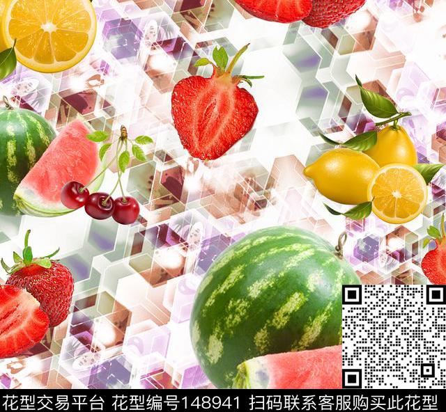 西瓜草啊没樱桃数码印花华亿平台下载（图片编号: 148941） - 瓦栏（Walan）