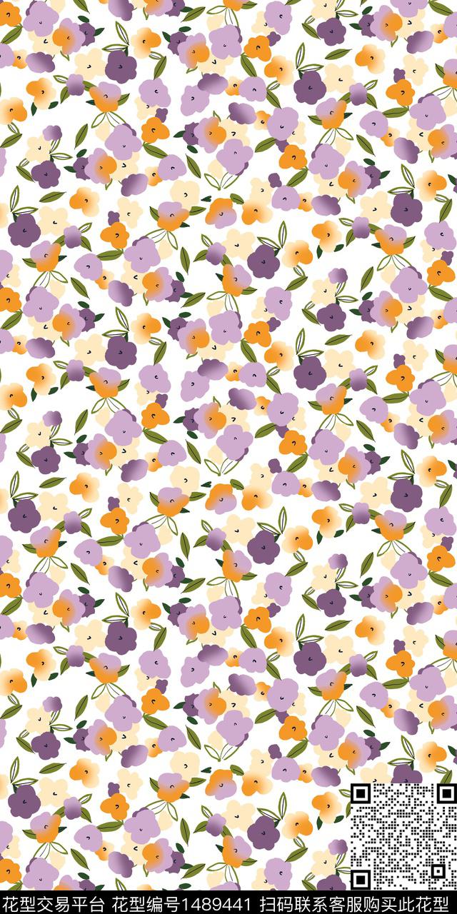花卉满版散花植物传统印花华亿平台下载（图片编号: 1489441） - 瓦栏（Walan）