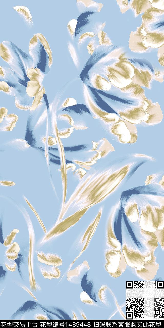 花卉大牌风植物数码印花华亿平台下载（图片编号: 1489448） - 瓦栏（Walan）