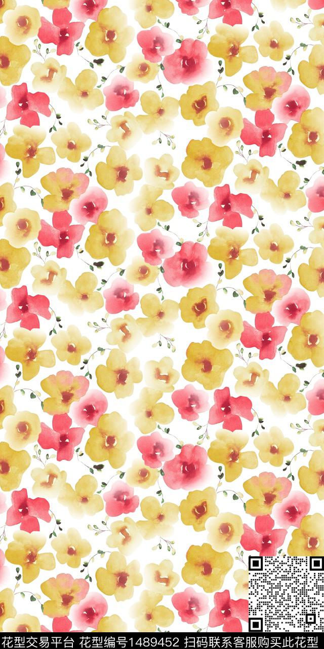 花卉满版散花植物传统印花华亿平台下载（图片编号: 1489452） - 瓦栏（Walan）