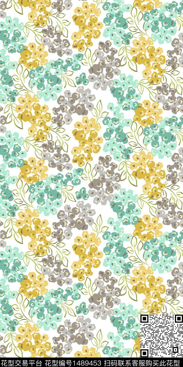 花卉满版散花植物传统印花华亿平台下载（图片编号: 1489453） - 瓦栏（Walan）
