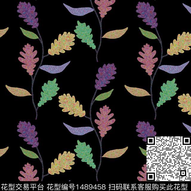 炫彩绿植树叶花卉数码印花华亿平台下载（图片编号: 1489458） - 瓦栏（Walan）