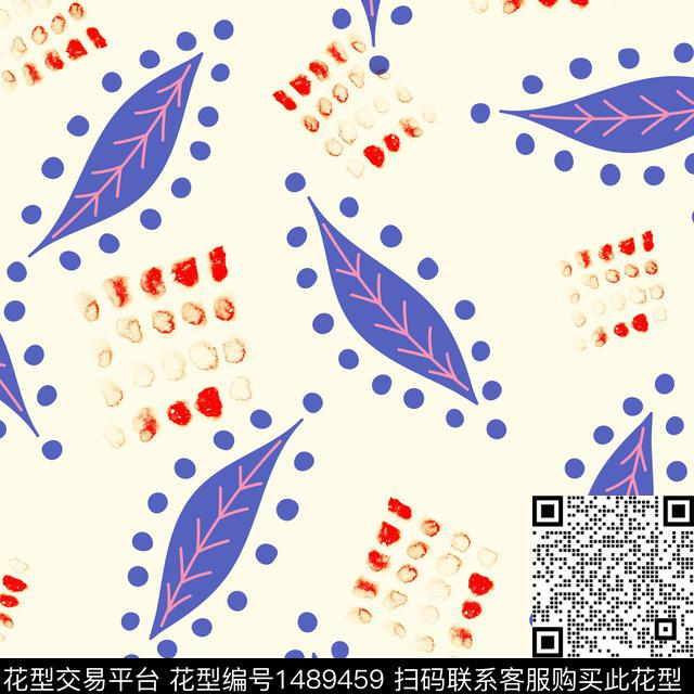 绿植树叶简约清爽数码印花华亿平台下载（图片编号: 1489459） - 瓦栏（Walan）