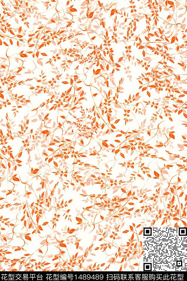 绿植树叶雪纺大牌风数码印花华亿平台下载（图片编号: 1489489） - 瓦栏（Walan）