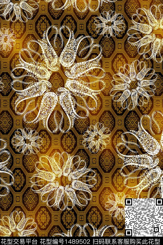 炫彩传统纹样佩斯利数码印花华亿平台下载（图片编号: 1489502） - 瓦栏（Walan）
