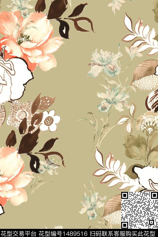 民族风花卉大牌风数码印花华亿平台下载（图片编号: 1489516） - 瓦栏（Walan）