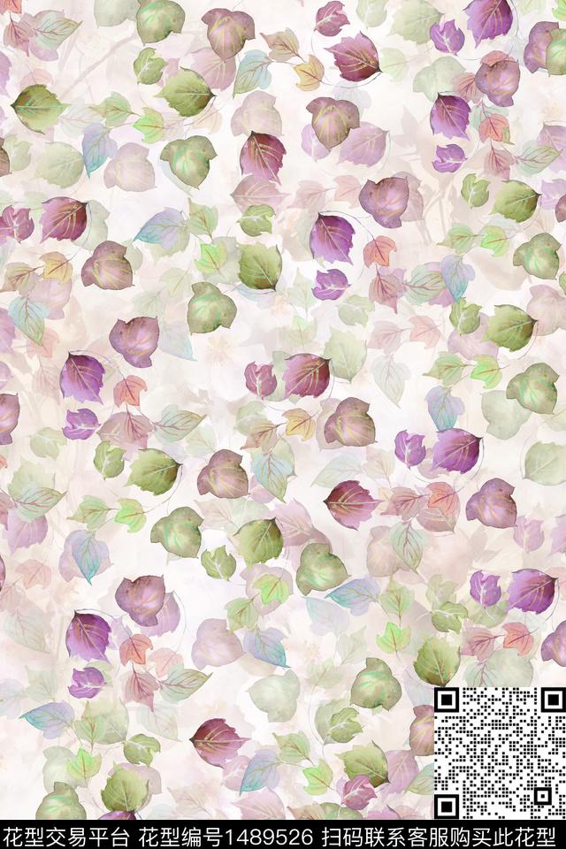 花卉小清新真丝数码印花华亿平台下载（图片编号: 1489526） - 瓦栏（Walan）