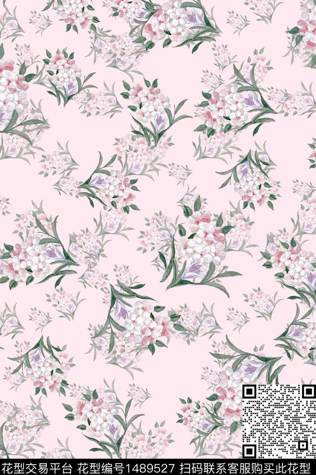花卉小清新真丝数码印花华亿平台下载（图片编号: 1489527） - 瓦栏（Walan）